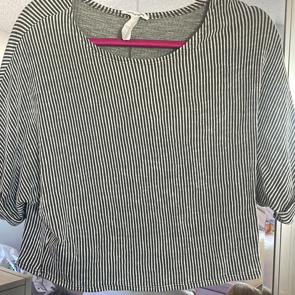Green and white stripe top